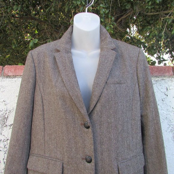 Gap The Academy Brown Herringbone Blazer 10 - Picture 3 of 8